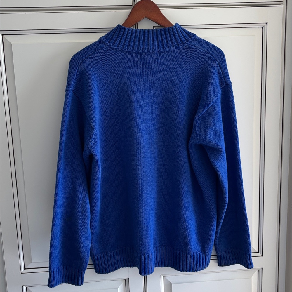 Vintage Ralph Lauren Blue Gold Crest 1/4 Zip Sweater Preppy Women’s Petite Large - Picture 10 of 10